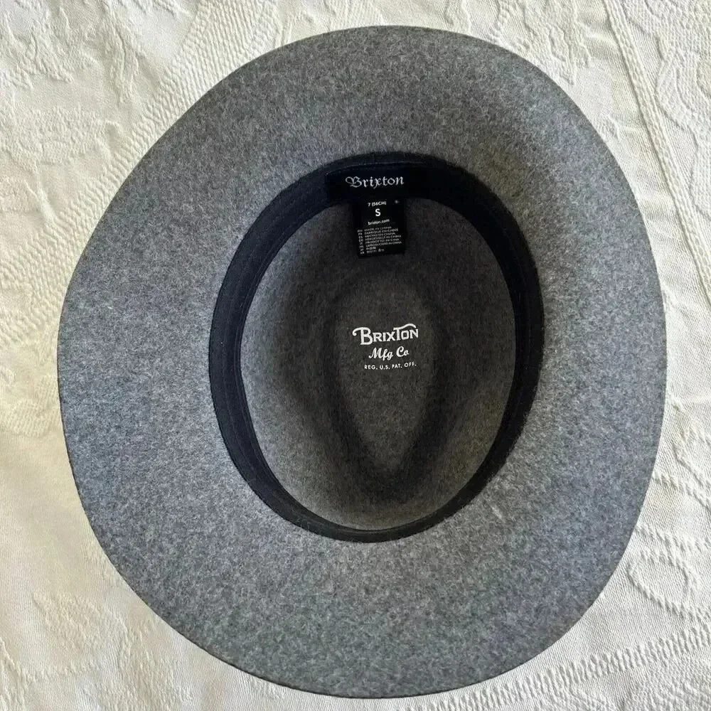 Brixton Wesley Fedora Hat Size Small 7 Gray Wool & Leather Timeless Classic